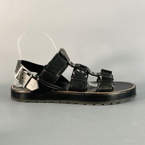 DSQUARED2 Size 8 Harley Black Silver Leather Buckle Sandals - Picture 2 of 8